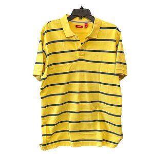 Izod Yellow Polo with Black and Blue Stripes Men’s XL